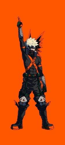 右手の人差し指で天を指す爆豪勝己 / 僕のヒーローアカデミアのAndroid用のスマホ壁紙