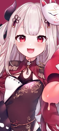 狐のお面を頭につけた奈羅花 (ならか) / にじさんじ / バーチャルYouTuber / VtuberのAndroid用のスマホ壁紙