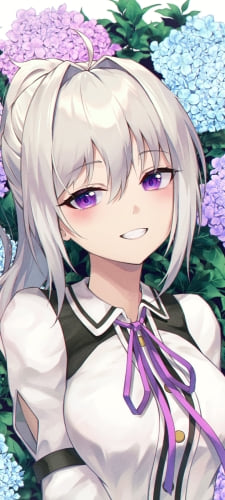 紫陽花に囲まれた可愛いINE / バーチャルYouTuber / Vtuber / イラスト / ファンアートのAndroid用のスマホ壁紙
