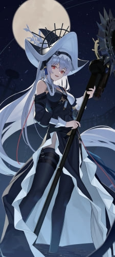 満月と帰溟スペクター(きめいすぺくたー) / アークナイツ / イラスト / ファンアートのAndroid用のスマホ壁紙