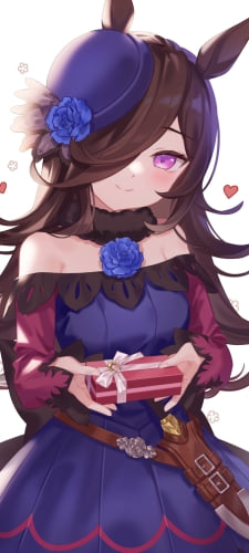 赤いプレゼントを持ちニコニコのライスシャワー / ウマ娘プリティーダービーのAndroid用のスマホ壁紙
