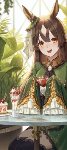苺パフェとストロベリーショートケーキとサトノダイヤモンド / ウマ娘プリティーダービーのAndroid用のスマホ壁紙