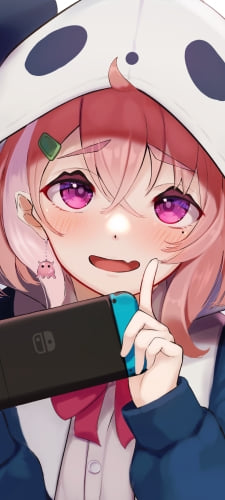 ゲームをする笹木咲 / にじさんじ / バーチャルYouTuber / Vtuber / ファンアート / イラストのAndroid用のスマホ壁紙