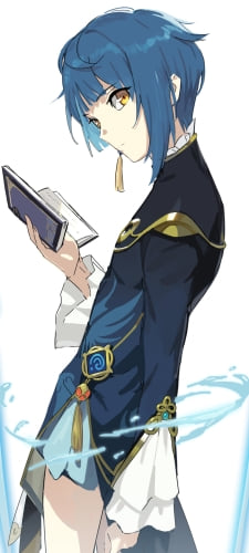 本を読みこちらを見つめる行秋（ゆくあき） / 原神のAndroid用のスマホ壁紙