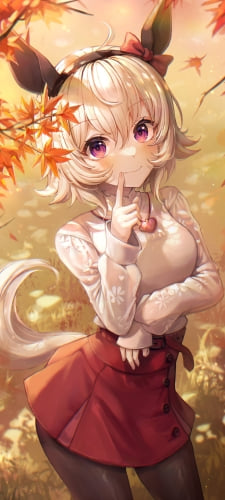 紅葉を眺めるカレンチャン / ウマ娘プリティーダービーのAndroid用のスマホ壁紙
