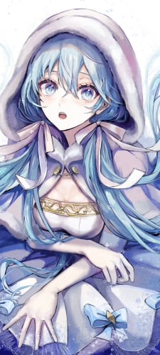 水色のリボンがついた白いドレスを着た初音ミク / ボカロ / ボーカロイドのAndroid用のスマホ壁紙