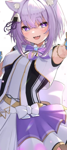 ステージ上で踊る笑顔の猫又おかゆ / ホロライブ / バーチャルYouTuber / VtuberのAndroid用のスマホ壁紙