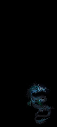暗闇で光る青いドラゴンのAndroid用のスマホ壁紙