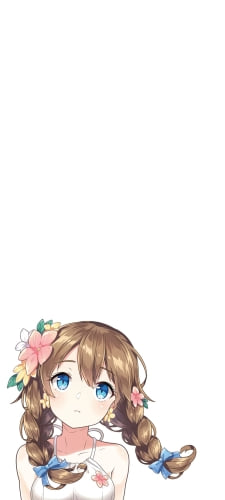 花飾りをつけた青い瞳の少女のAndroid用のスマホ壁紙