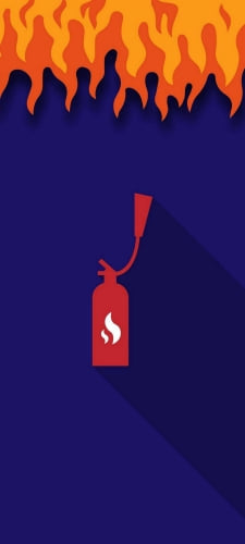 火事と消火器のAndroid用のスマホ壁紙