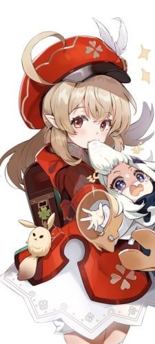 原神 可愛いクレーとパイモンのAndroid用のスマホ壁紙