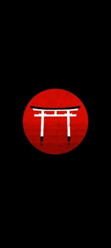 日本 日の丸 鳥居 黒のAndroid用のスマホ壁紙