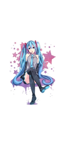 ピンクの星と初音ミクのAndroid用のスマホ壁紙