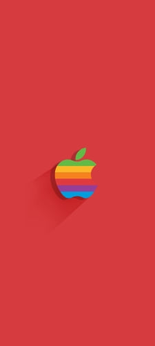 レインボー アップルのロゴ フラットデザインのAndroid用のスマホ壁紙