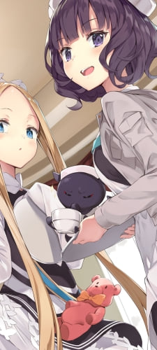 メイド姿の可愛いアビゲイル・ウィリアムズと葛飾北斎 / とと様 / fate/grand orderのAndroid用のスマホ壁紙