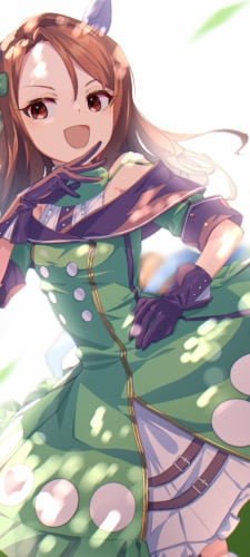 高笑いするキングヘイロー / 緑の勝負服 / ウマ娘プリティーダービーのAndroid用のスマホ壁紙