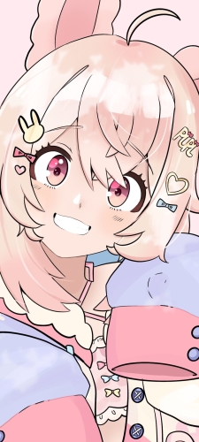 微笑むPipkin Pippa / うさ耳 / パステル / バーチャルYouTuber / VtuberのAndroid用のスマホ壁紙