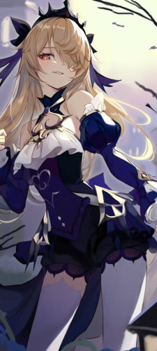 フィッシュル / 赤い瞳 / 極夜の真夢 / 原神のAndroid用のスマホ壁紙