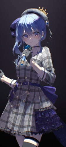 暗がりで歌を唄う星街すいせい / ホロライブ / バーチャルYouTuber / VtuberのAndroid用のスマホ壁紙