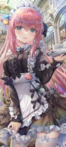 ウエイトレスのかわいい後藤ひとり / ぼっち・ざ・ろっく! / ファンアート / イラストのAndroid用のスマホ壁紙