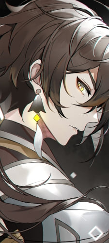 冷ややかな視線を送る鍾離 / 黄色い瞳 / 原神のAndroid用のスマホ壁紙