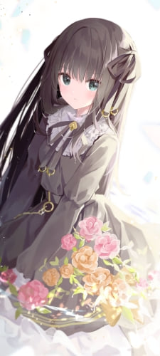 ピンクと黄色の薔薇と座っている可愛い対立 / アーケアのAndroid用のスマホ壁紙