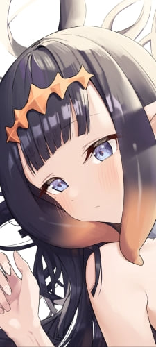 照れて恥ずかしそうな伊那尓栖（にのまえ いなにす） / ファンアート / バーチャルYouTuber / ホロライブのAndroid用のスマホ壁紙