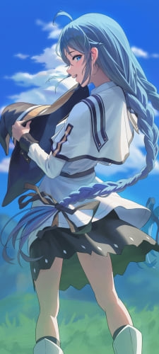 帽子を持ち振り返るロキシー・ミグルディア / 無職転生のAndroid用のスマホ壁紙