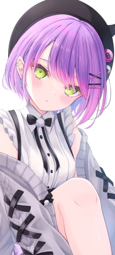 首を傾けてこちらを見る常闇トワ / ホロライブ / バーチャルYouTuberのAndroid用のスマホ壁紙