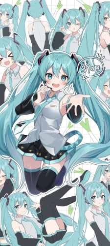 39の日 / たくさんの初音ミク / かわいい / ボカロのAndroid用のスマホ壁紙