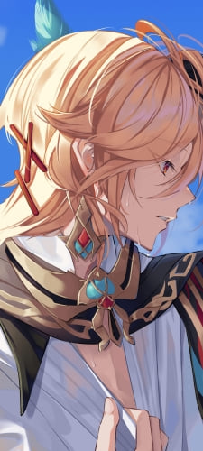 汗をかいているカーヴェ / スメールの天才建築士 / 原神のAndroid用のスマホ壁紙