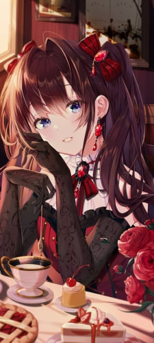 スプーンを持ち微笑む一ノ瀬志希 / 苺のショートケーキ / アイドルマスターシンデレラガールズのAndroid用のスマホ壁紙