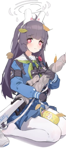 銃を抱える霞沢ミユ / ブルアカ / ブルーアーカイブ / ファンアート / イラストのAndroid用のスマホ壁紙
