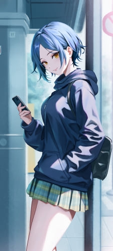 スマホを見ながらこちらを見る速水奏 / アイドルマスターシンデレラガールズ / ファンアート / イラストのAndroid用のスマホ壁紙