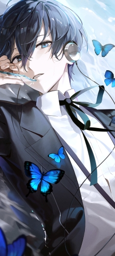 青い蝶と結城理 / ペルソナ3のAndroid用のスマホ壁紙