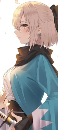 剣に手をかけるかっこいい沖田総司 / fate/grand orderのAndroid用のスマホ壁紙
