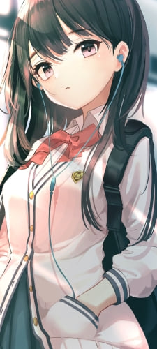 イヤフォンで音楽を聴いている宝多六花(たからだりっか)  / ssss.gridmanのAndroid用のスマホ壁紙