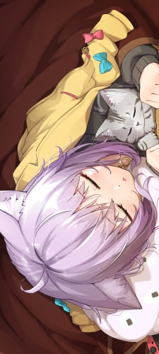 コタツで猫と眠る猫又おかゆ / ホロライブ / バーチャルYouTuber / VtuberのAndroid用のスマホ壁紙