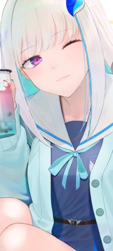 タピオカジュースを持ちウィンクするリゼ・ヘルエスタ / にじさんじ / バーチャルYouTuber / VtuberのAndroid用のスマホ壁紙