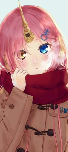 赤いマフラーを巻くフランケンシュタイン / オッドアイ / fate/apocryphaのAndroid用のスマホ壁紙