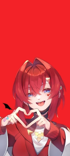 両手でハートを作り笑顔のアンジュ・カトリーナ / にじさんじ / バーチャルYouTuber / VtuberのAndroid用のスマホ壁紙