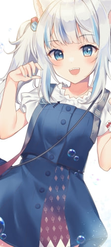 笑顔で両手でポーズをとる可愛いがうる・ぐら / 斜め / ホロライブ / バーチャルYouTuber / VtuberのAndroid用のスマホ壁紙
