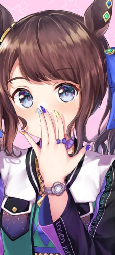 左手で顔を隠すトーセンジョーダン / カラフルなネイル / ウマ娘プリティーダービーのAndroid用のスマホ壁紙