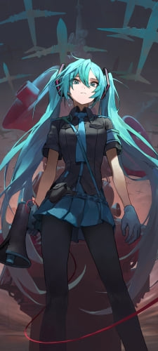 ハンド型メガホンを持つかっこいい初音ミク / 恋は戦争 / ボカロ / ボーカロイドのAndroid用のスマホ壁紙