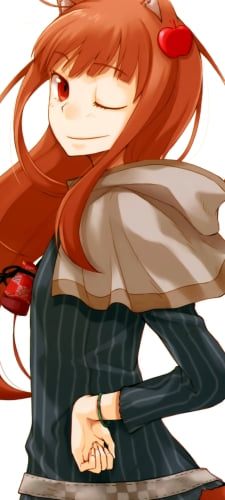 腰に手をあてウィンクするホロ / 狼と香辛料のAndroid用のスマホ壁紙