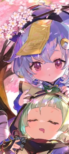 かわいい七七と寝ている早柚(さゆ) / 原神のAndroid用のスマホ壁紙