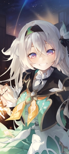 夜 線香花火を持つ笑顔のホタル / 崩壊:スターレイルのAndroid用のスマホ壁紙