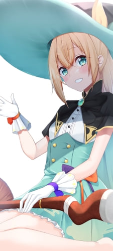 座って手をかざす風真いろは / ホロライブ / バーチャルYouTuberのAndroid用のスマホ壁紙