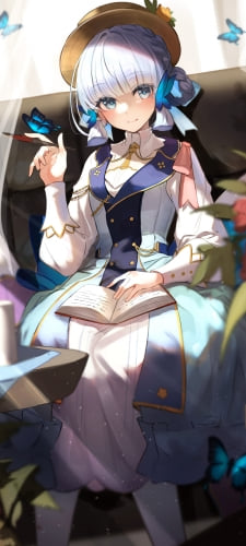 書き物をする神里綾華 / 花時に訪れた手紙 / 原神のAndroid用のスマホ壁紙