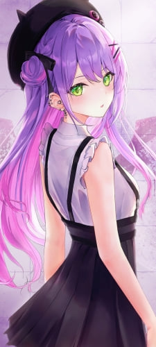 こちらに振り返るかわいい常闇トワ / ホロライブ / バーチャルYouTuber / ファンアート / イラストのAndroid用のスマホ壁紙